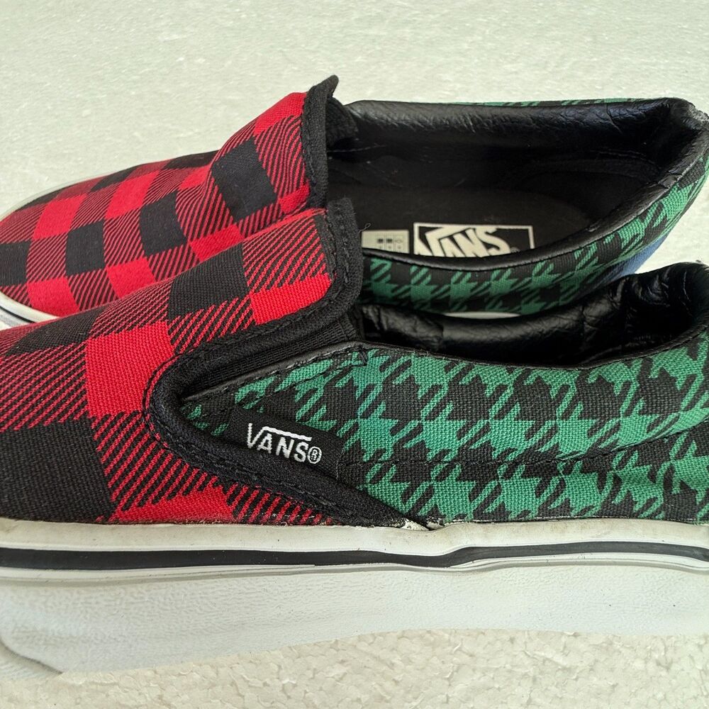 Size 7 - Vans Classic Buffalo Mix Red Green Blue Skate Shoes Women's - Picture 10 of 10